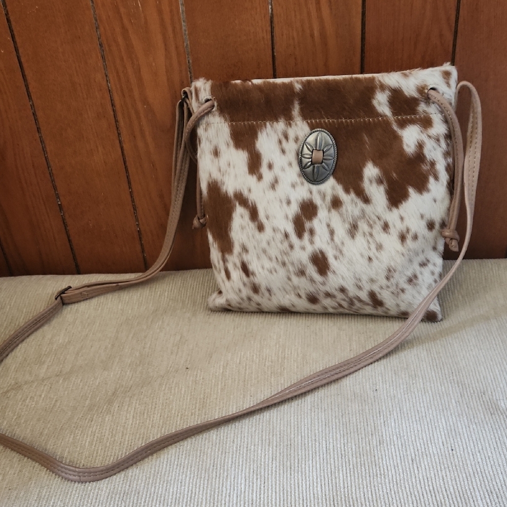 Brown and White Crossbody Bag